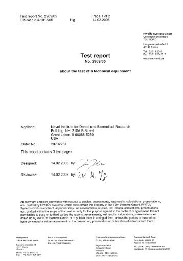 Test report - Environmental Dental Mercury Management