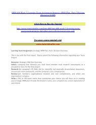 HRM 498 Week 2 Learning Team Assignment Strategic HRM Plan / Tutorialoutlet