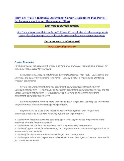 career development plan assignment ucw