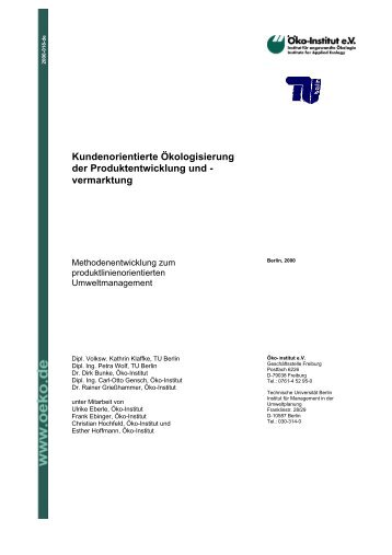 Kundenorientierte Ökologisierung der ... - Öko-Institut eV