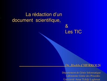 La rédaction d’un document scientifique & Les TIC