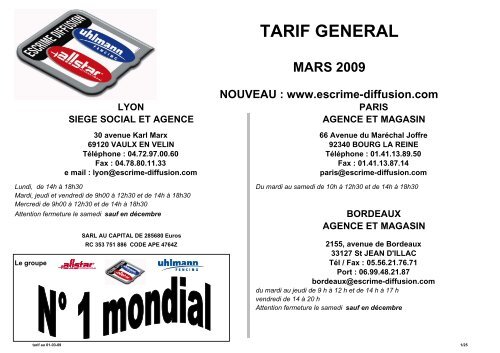 TARIF GENERAL