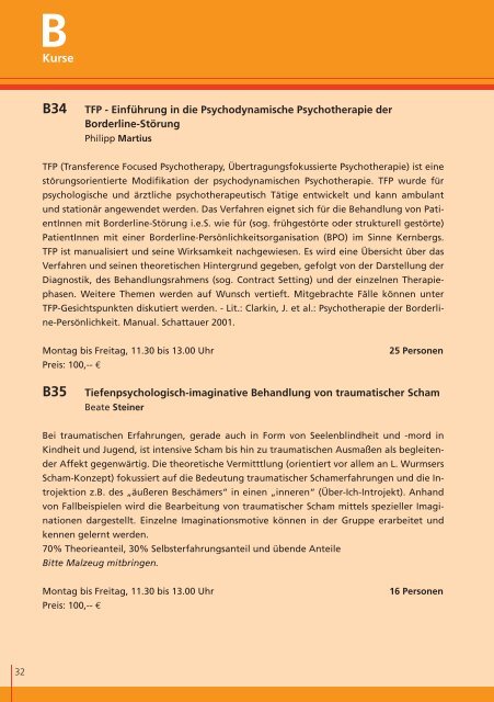 Fort- und Weiterbildung in Psychotherapie - Lindauer ...