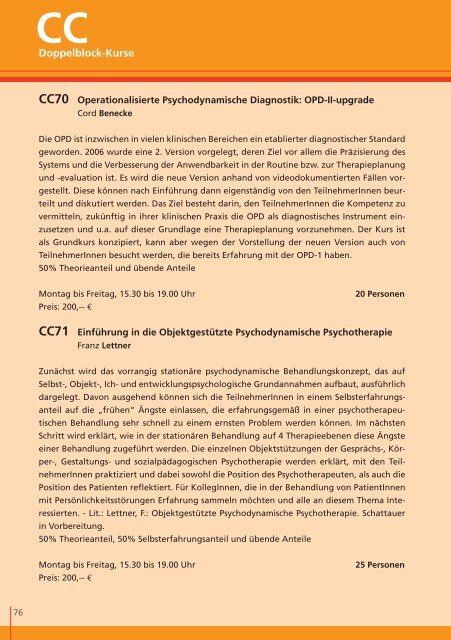 Fort- und Weiterbildung in Psychotherapie - Lindauer ...