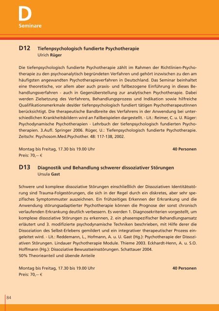 Fort- und Weiterbildung in Psychotherapie - Lindauer ...