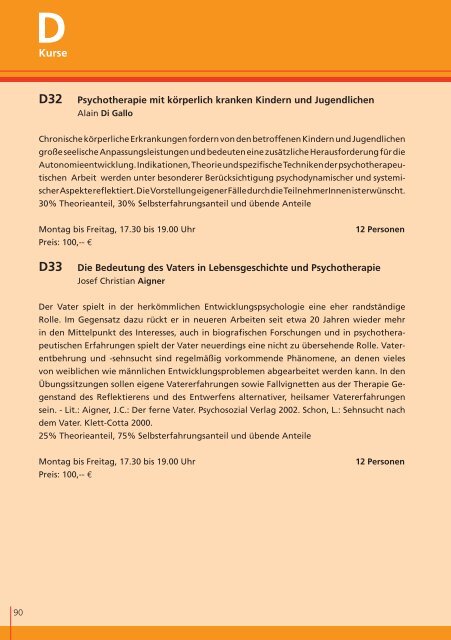 Fort- und Weiterbildung in Psychotherapie - Lindauer ...