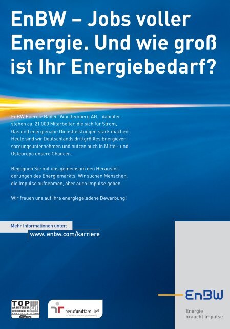 Jobs voller Energie. Und wie groÃŸ ist Ihr Energiebedarf? - EnBW