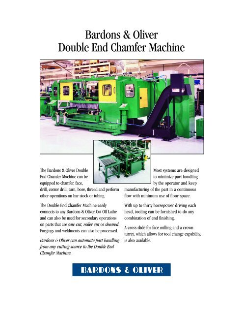 Bardons & Oliver Double End Chamfer Machine