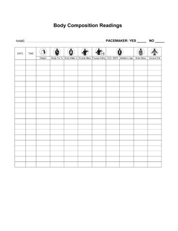 Tanita Monitor Blank Chart Two Pages - Clsinternational.net