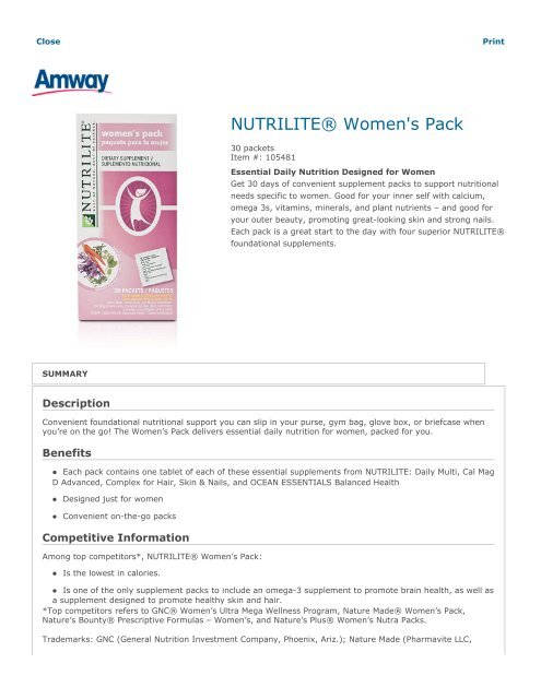 NUTRILITE® Women's Pack NUTRILITE® Women's Pack