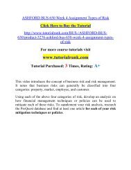 ASHFORD BUS 650 Week 4 Assignment Types of Risk  / Tutorialrank