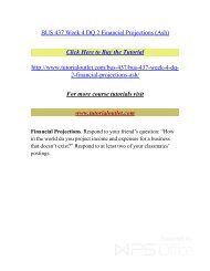 BUS 437 Week 4 DQ 2 Financial Projections /Tutorialoutlet