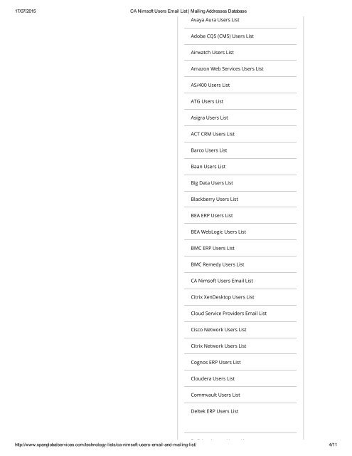 Get CA Nimsoft End User List from Span Global Services