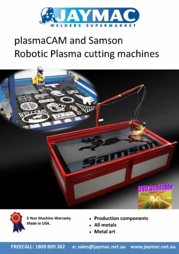 plasmaCAM ancl Samson Robotic Plasma cutting machines - Jaymac