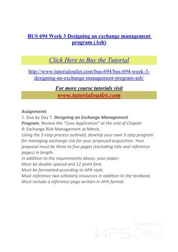 case application at the end of chapter 9 exchange risk management at merck Active management based on expectation of movements in interest rates or exchange rates, or a choice by the reserve management entity to accept a higher risk tolerance in its benchmark portfolios, require that management is able to monitor and control any cumulative financial losses. case application at the end of chapter 9 exchange risk management at merck Active management based on expectation of movements in interest rates or exchange rates, or a choice by the reserve management entity to accept a higher risk tolerance in its benchmark portfolios, require that management is able to monitor and control any cumulative financial losses.