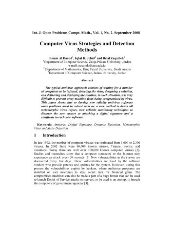 Computer Virus Strategies and Detection Methods