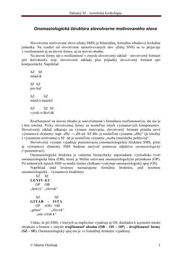 Onomaziologická štruktúra slovotvorne motivovaného slova