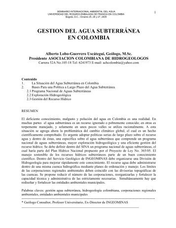 GESTION DEL AGUA SUBTERRÁNEA EN COLOMBIA