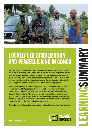 Locally led stabilisation and peacebuilding in Congo: Learning Summary