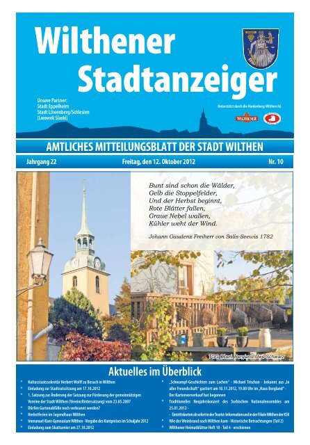 AMTLICHES MITTEILUNGSBLATT DER STADT WILTHEN Aktuelles ...