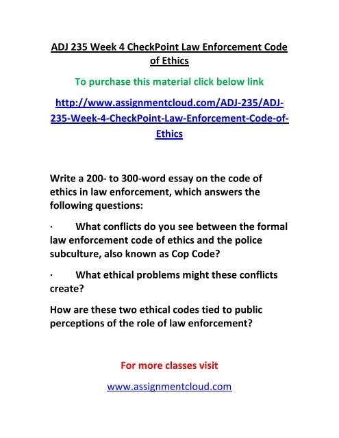 Adj 235 Week 4 Checkpoint Law Enforcement Code Of Ethics Adj 235 Week 4 Checkpoint Law Enforcement Code Of Ethics