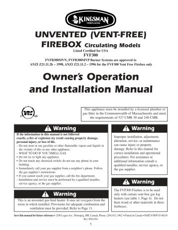 Owner’s Operation and Installation Manual