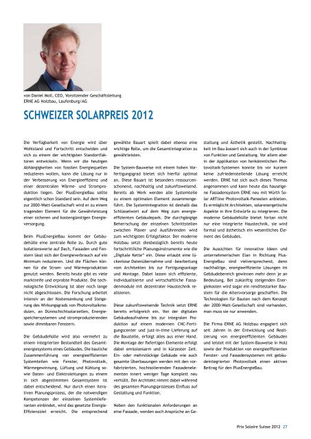 Schweizer Solarpreispublikation 2012 - Solar Agentur Schweiz