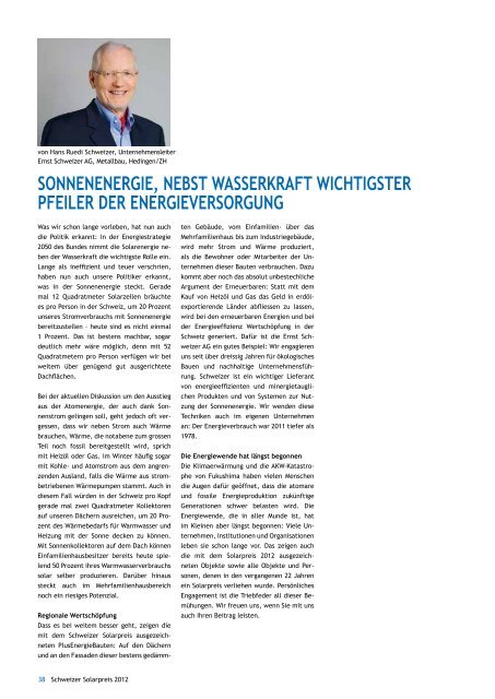 Schweizer Solarpreispublikation 2012 - Solar Agentur Schweiz