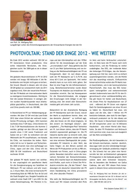 Schweizer Solarpreispublikation 2012 - Solar Agentur Schweiz