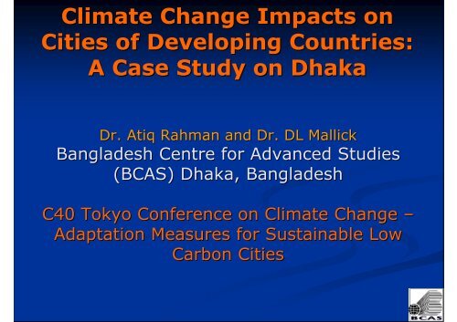 Climate Change Impacts on Cities of Developing Countries A Case Study on Dhaka
