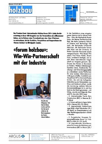 «forum holzbaun Win-Win-Partnerschaft mit der Industrie