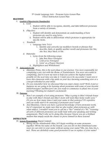 direct instruction lesson plan example