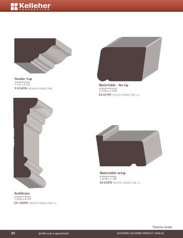 Header Cap Watertable - No Lip * Watertable w/Lip * Architrave * 80