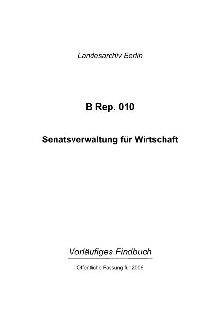 B Rep. 010 - Landesarchiv Berlin