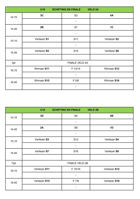 U10 POULE-INDELING U10