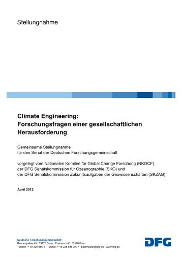 Climate Engineering: Forschungsfragen einer ... - DFG