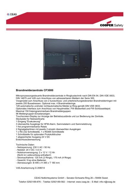 Brandmeldezentrale CF3000 - CEAG