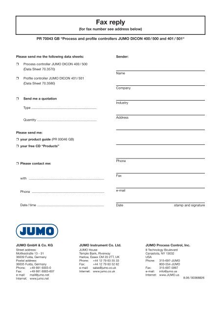 Process and Profile Controller Series JUMO DICON 400 / 500 and 401/ 501