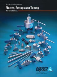 Autoclave Engineers The world leader in high pressure valves fittings and tubing