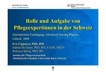 Rolle und Aufgabe von Pflegeexpertinnen in der Schweiz - DBfK