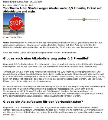 Top-Thema Auto - D.A.S. Ã–sterreichische Allgemeine Rechtsschutz