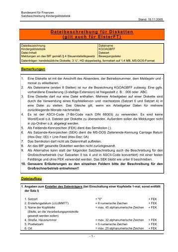 Datensatzbeschreibung Disketten und ElsterFT (PDF, 37 KB, Datei