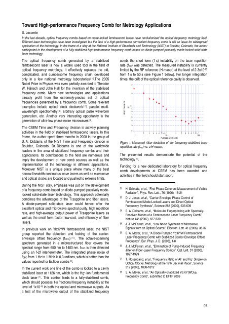 CSEM Scientific and Technical Report 2008