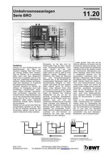Umkehrosmoseanlagen Serie BRO - Bwt