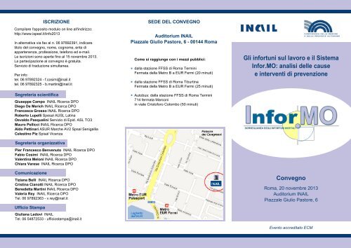 Programma del convegno (.pdf, 1,6 mb) - Sicurezza sul lavoro - Inail