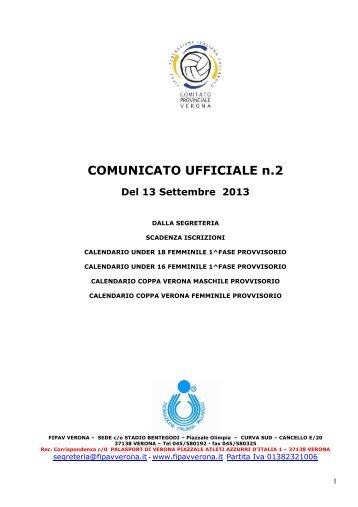 COMUNICATO UFFICIALE n.2