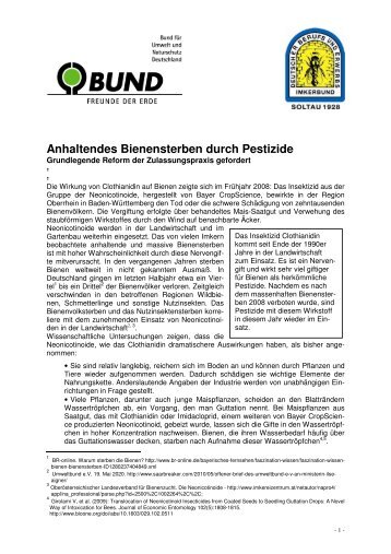 Anhaltendes Bienensterben durch Pestizide - BUND für Umwelt und ...