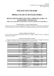 POLITECNICO DI BARI PRIMA FACOLTÀ DI INGEGNERIA