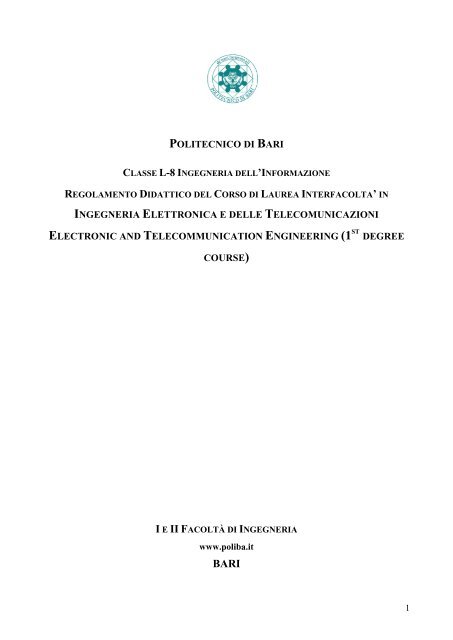 Ingegneria Elettronica e delle Telecomunicazioni - Politecnico di Bari