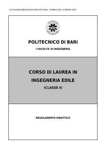 CORSO DI LAUREA IN INGEGNERIA EDILE